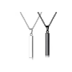 Silver & Black Bar Necklace
